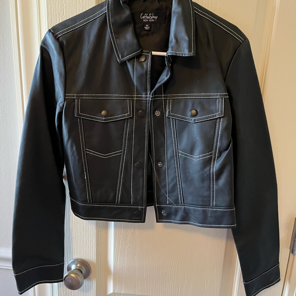 CoffeeShop Women's Black Leather Jacket